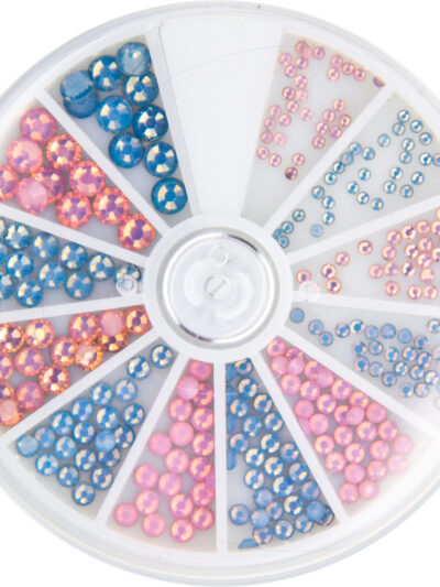 FROSTED RHINESTONES PINK AND BLUE 6 SIZES 270PCS